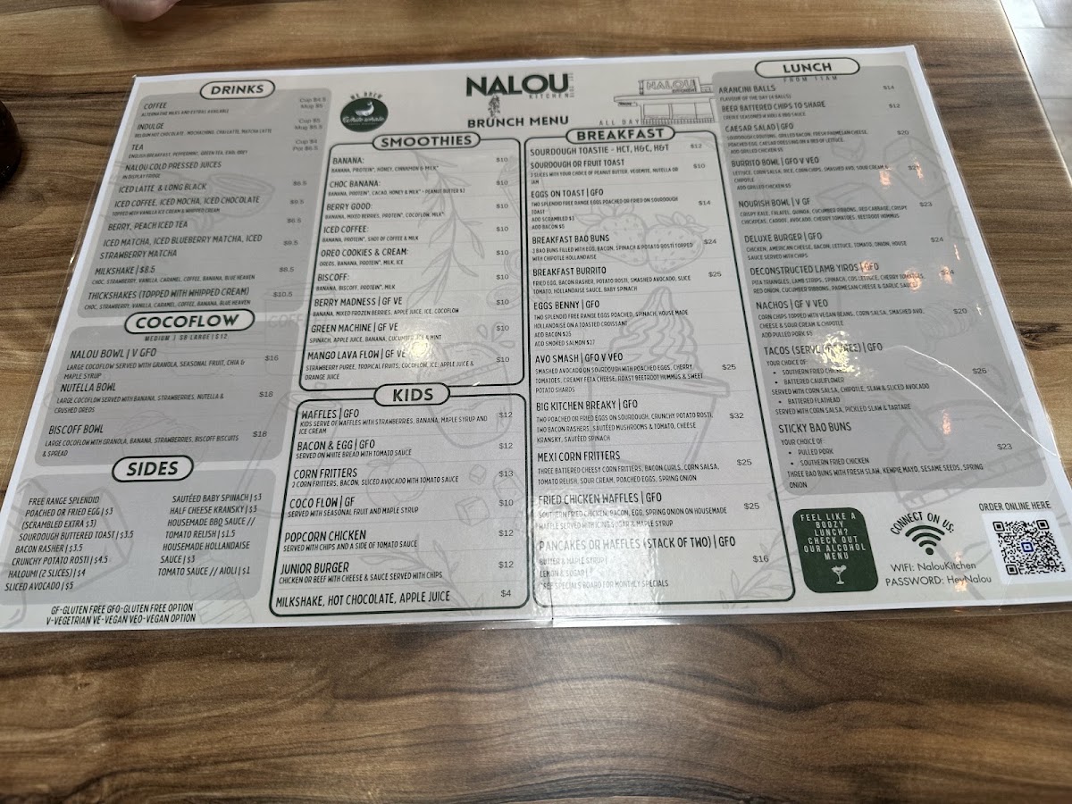 Nalou Kitchen menu board