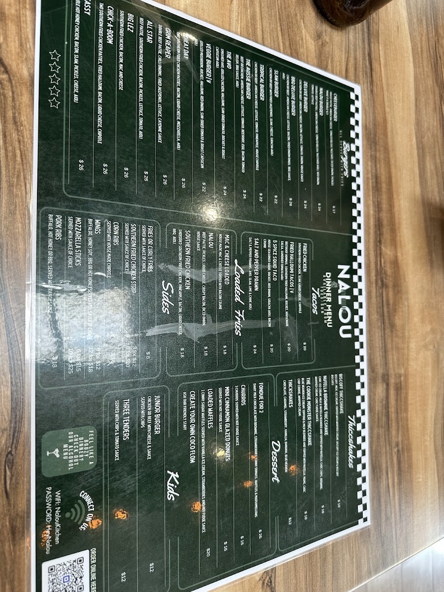 Nalou Kitchen menu board