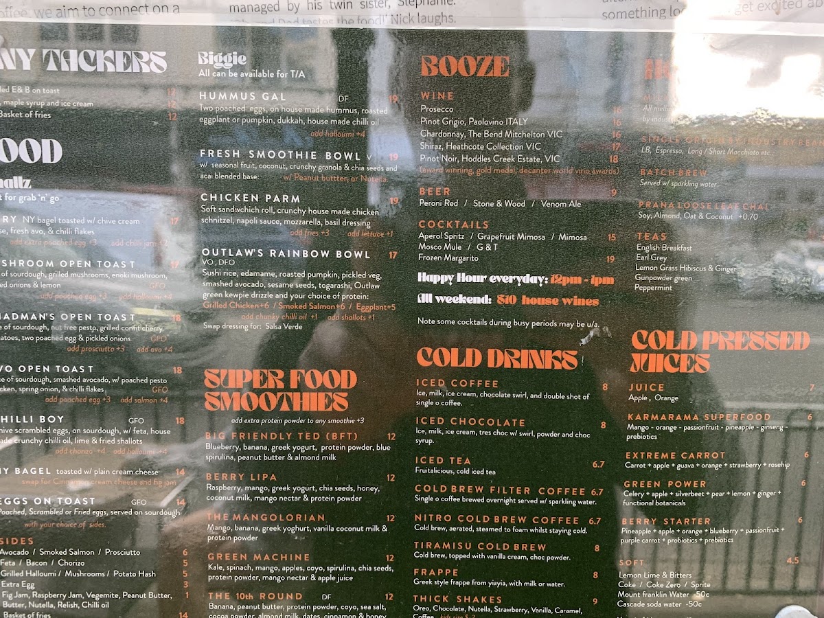 Outlaw Canterbury menu board