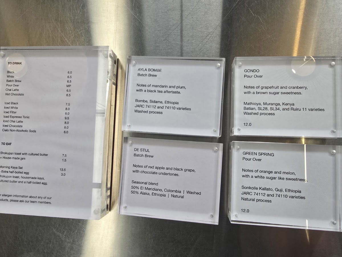 BENCH COFFEE CO. Roastery menu board