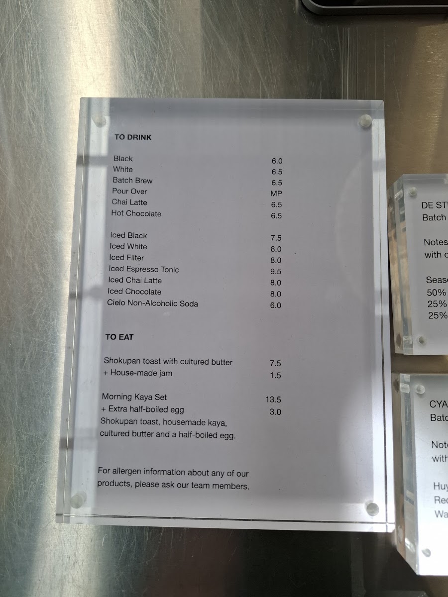 BENCH COFFEE CO. Roastery menu board