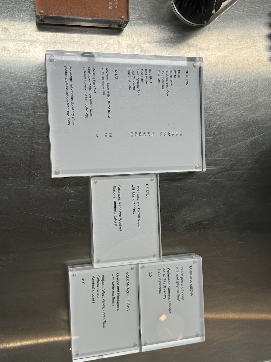 BENCH COFFEE CO. Roastery menu board