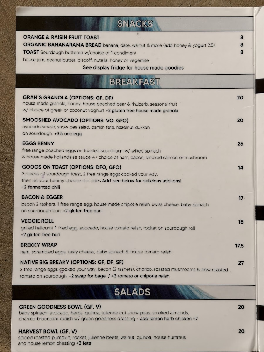 Native. Kiama menu board