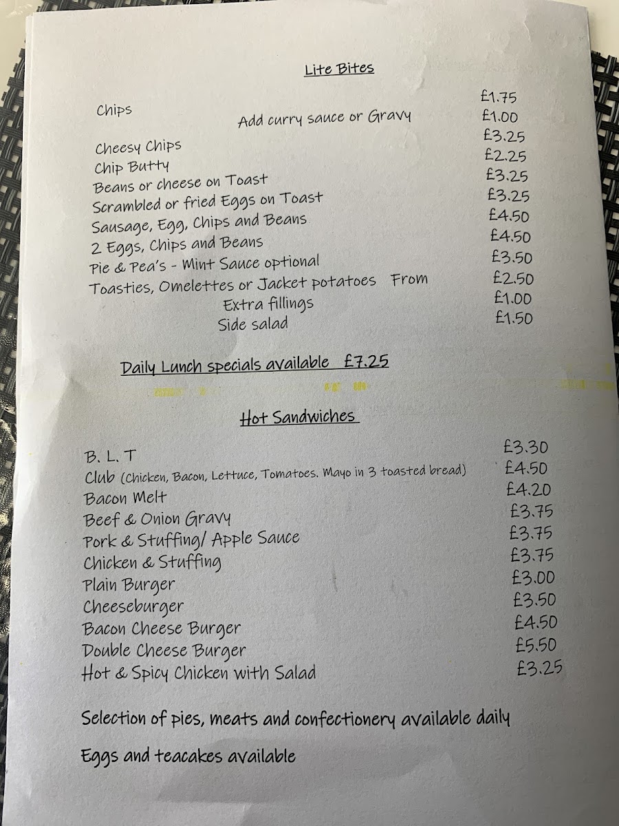 Tracy's Kitchen menu board