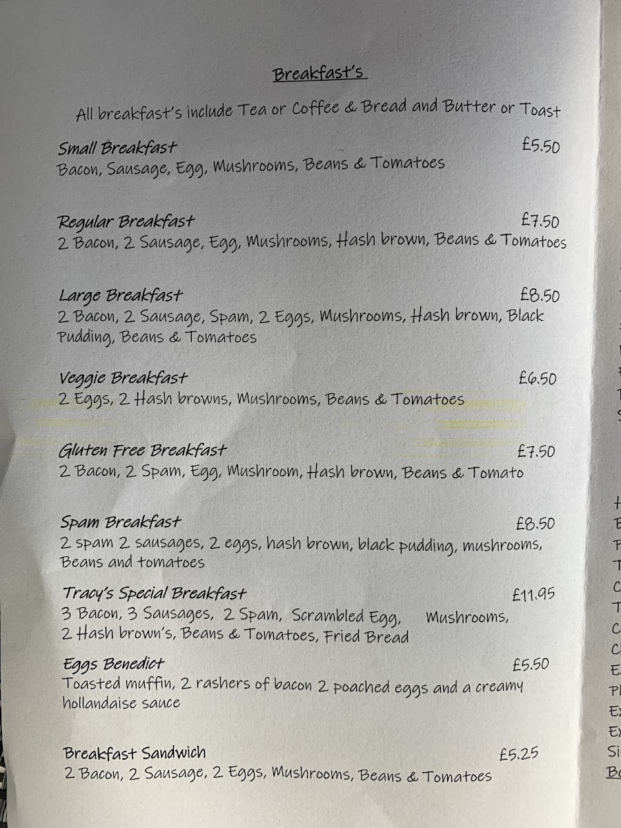 Tracy's Kitchen menu board
