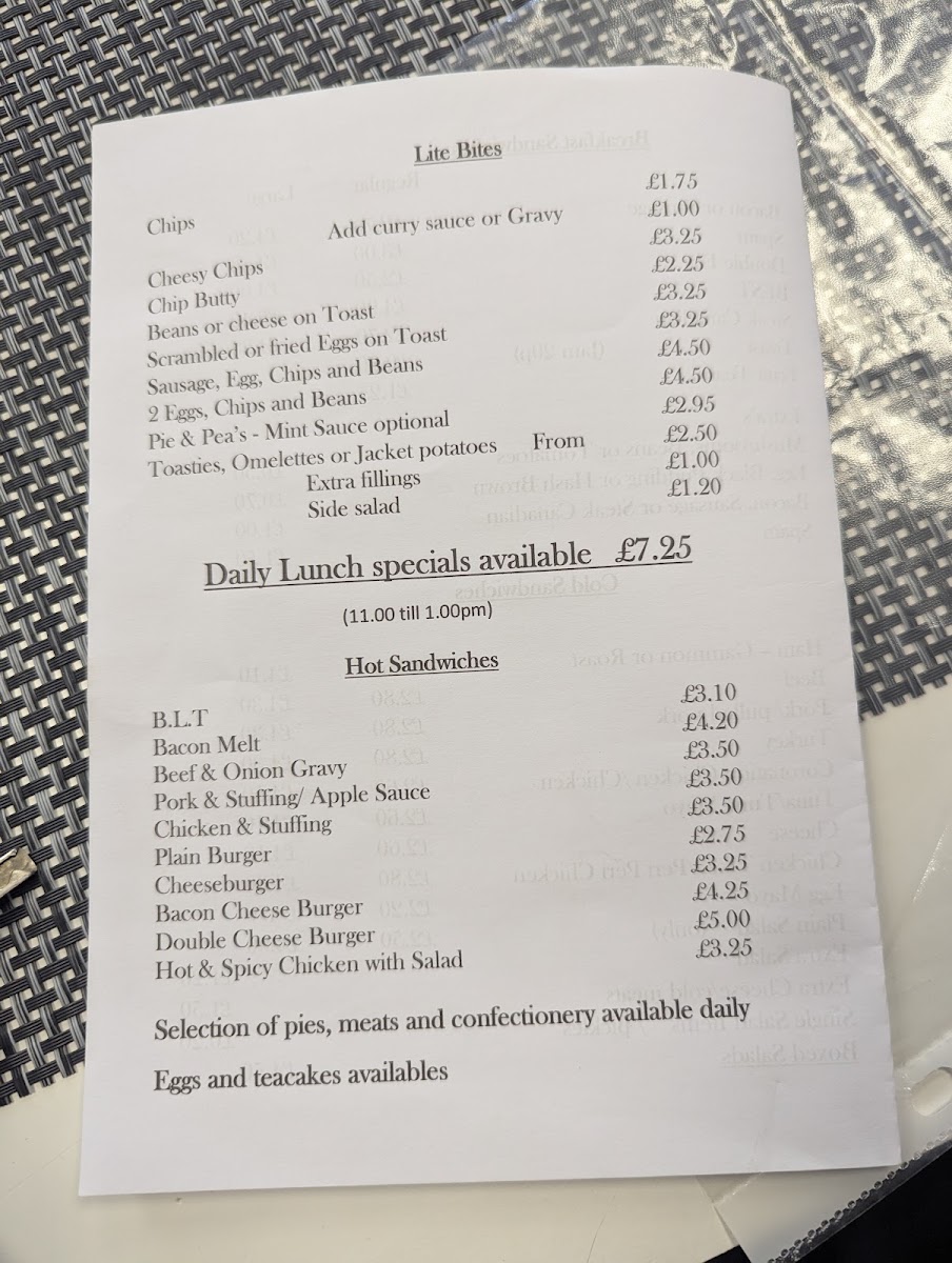 Tracy's Kitchen menu board