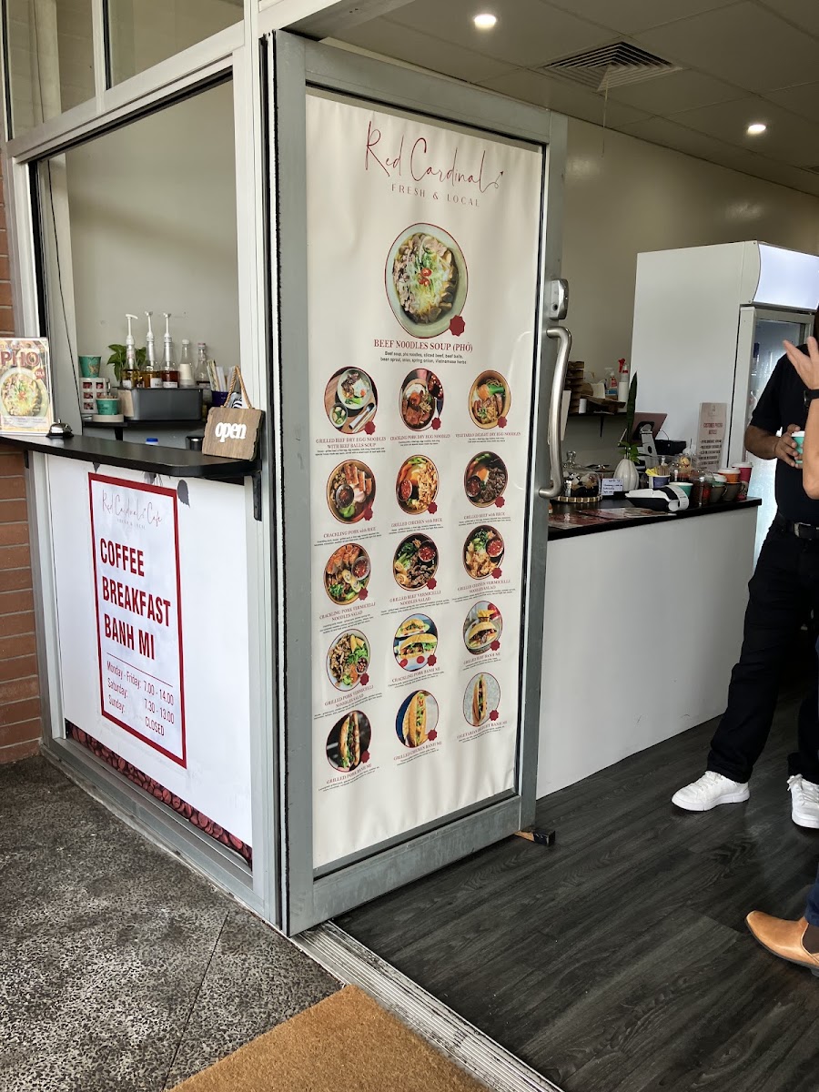 Red Cardinal Cafe menu board