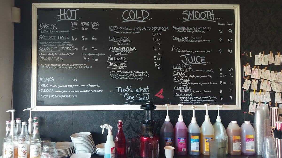 Red Cardinal Cafe menu board