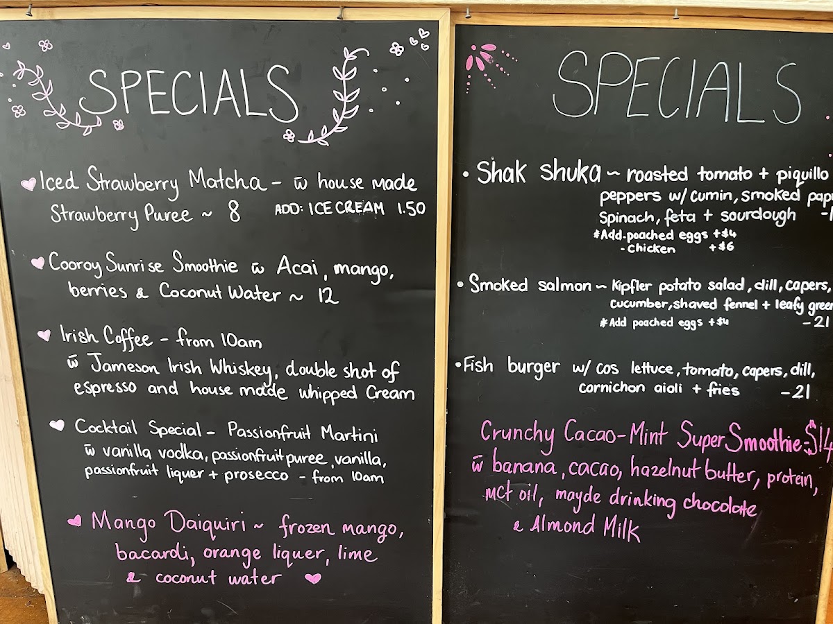 Fika Cafe Cooroy menu board