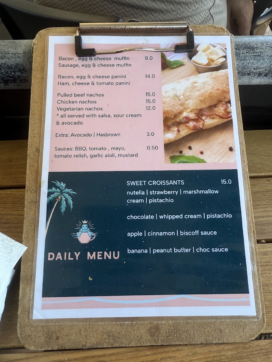 Beach Treats Bargara menu board