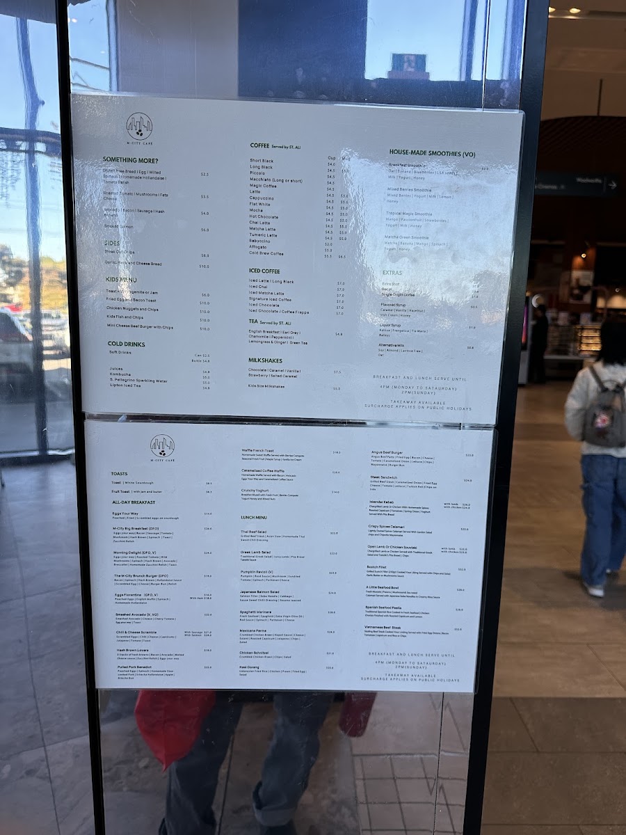 M-City Cafe menu board