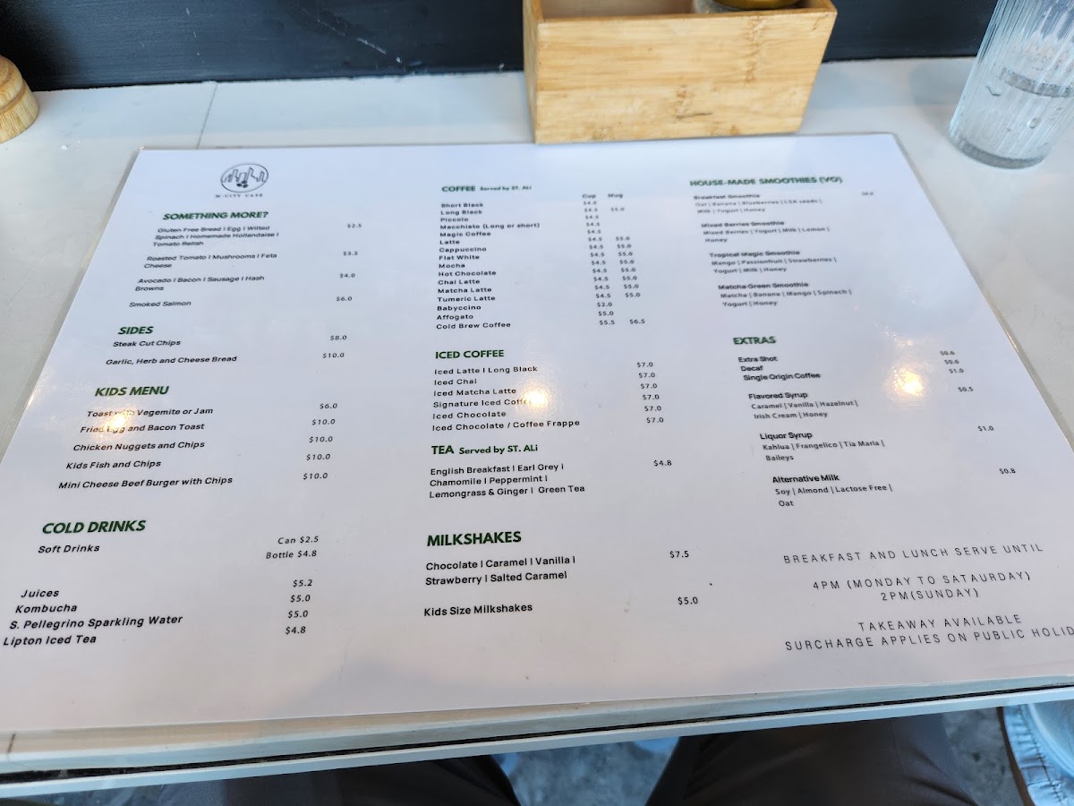 M-City Cafe menu board