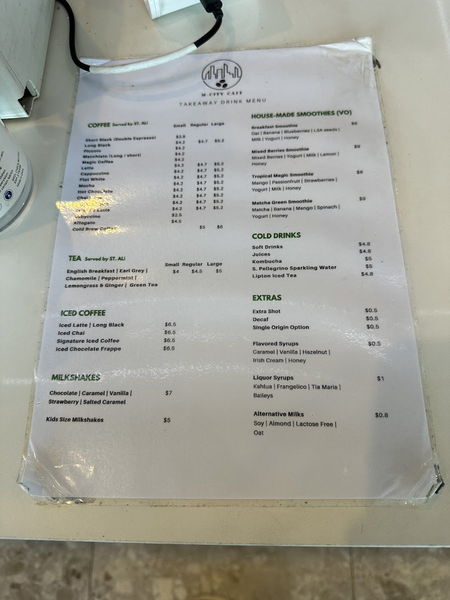 M-City Cafe menu board