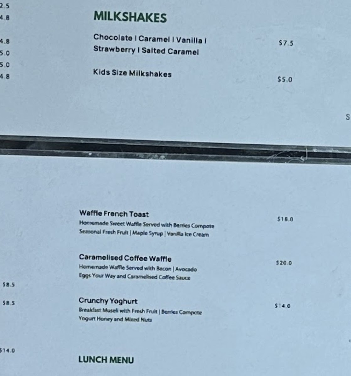 M-City Cafe menu board