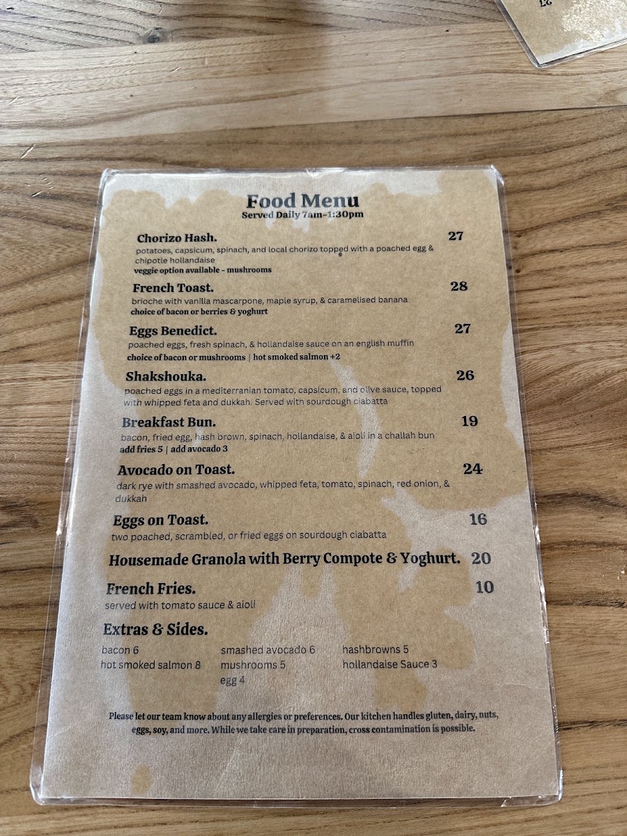 Marmolada Cafe menu board