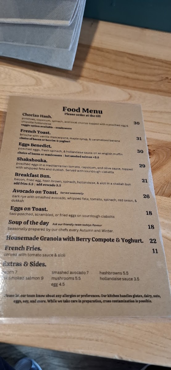 Marmolada Cafe menu board