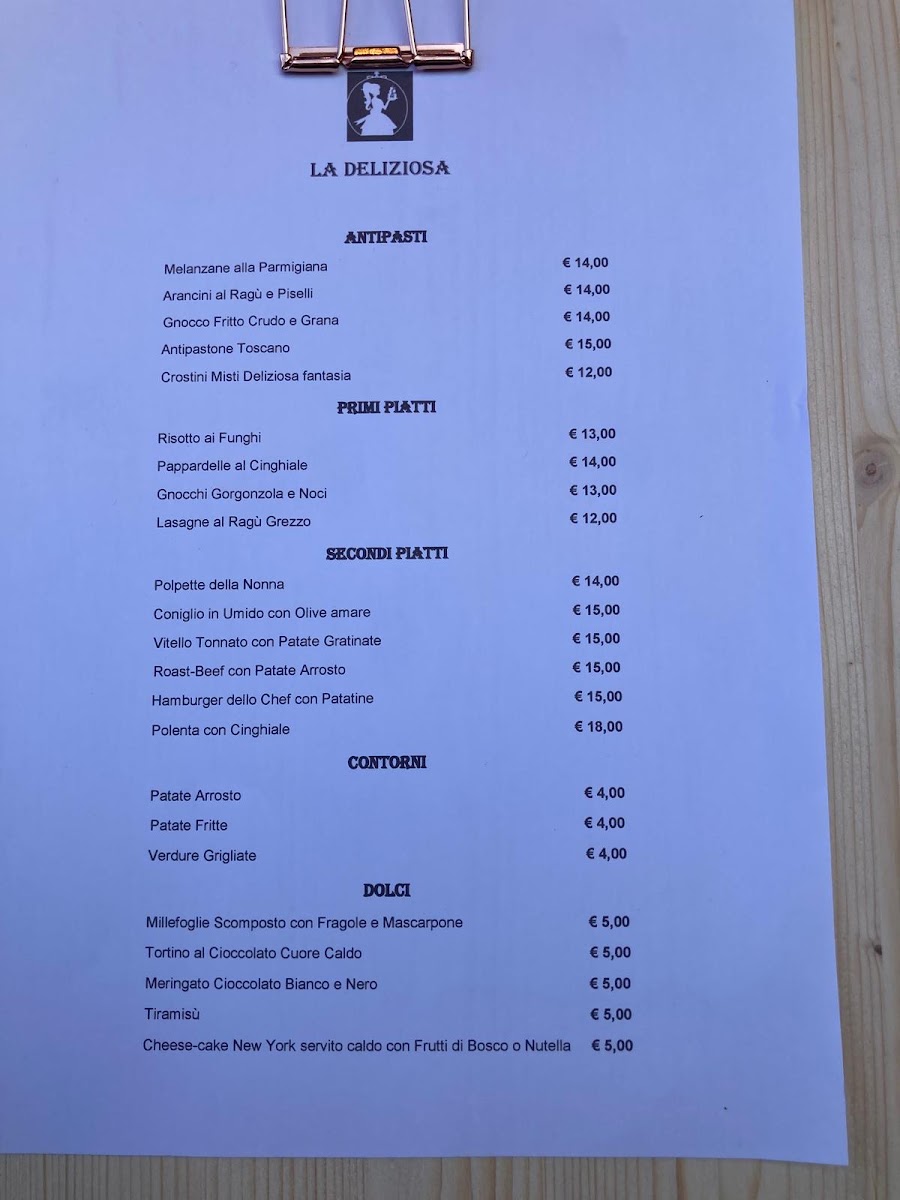 La Deliziosa Club menu board