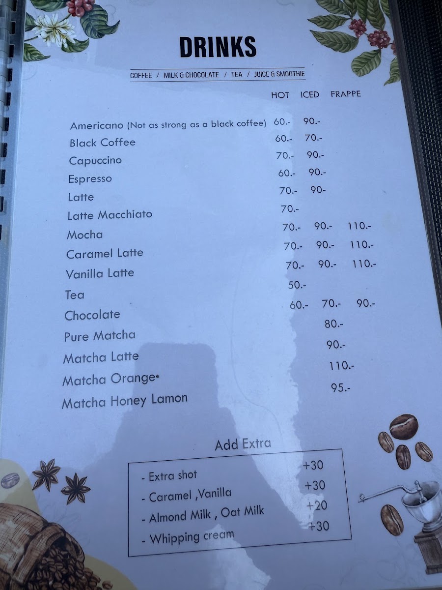 Mochaccino Kitchen menu board
