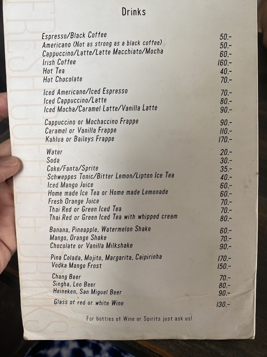 Mochaccino Kitchen menu board