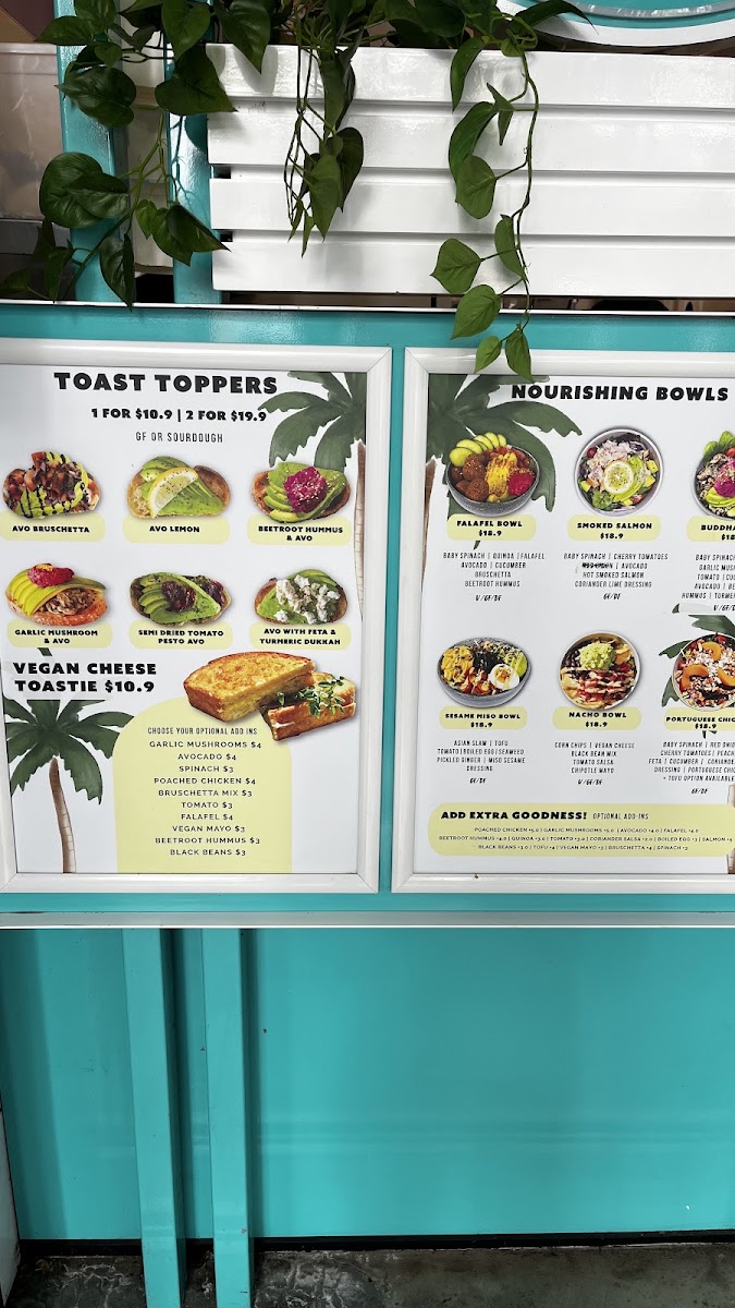 Coco Bliss South Bank menu board