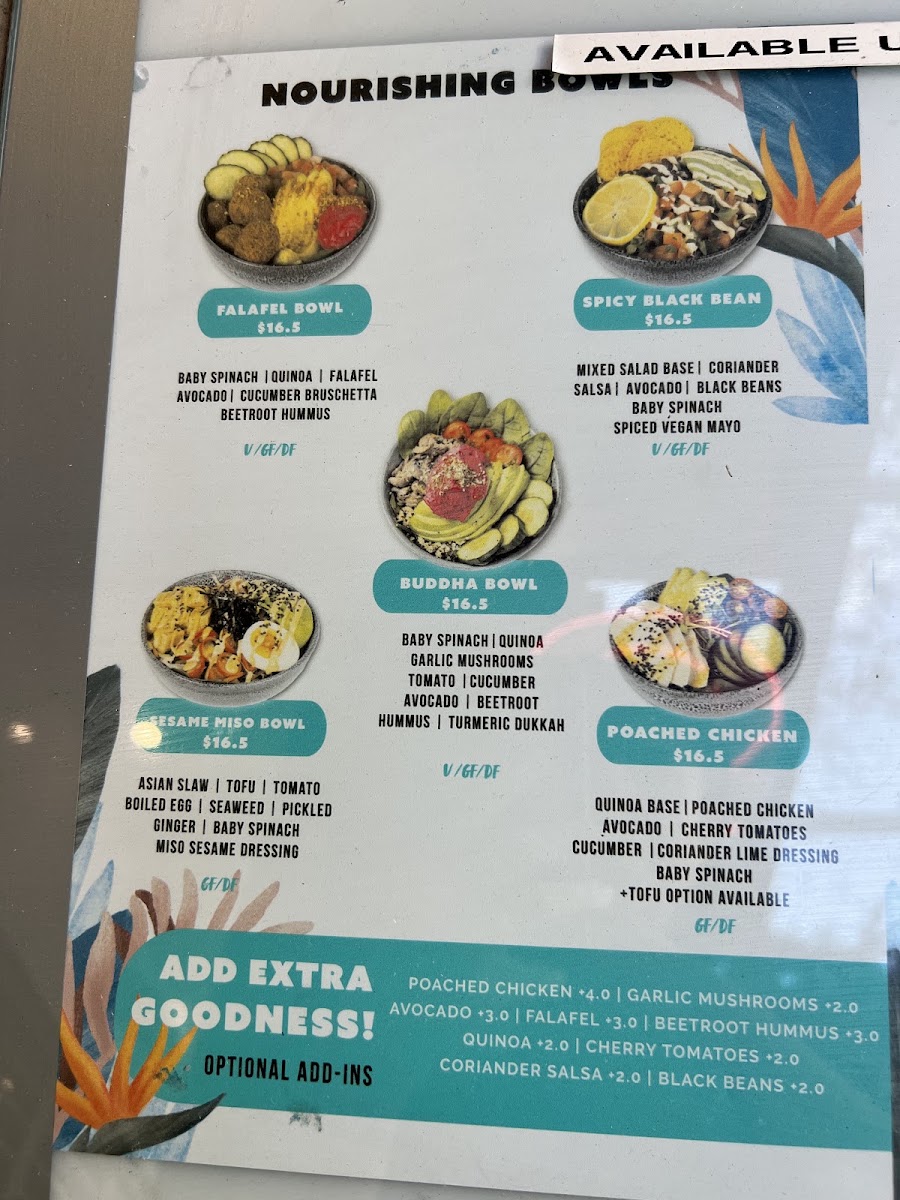 Coco Bliss South Bank menu board
