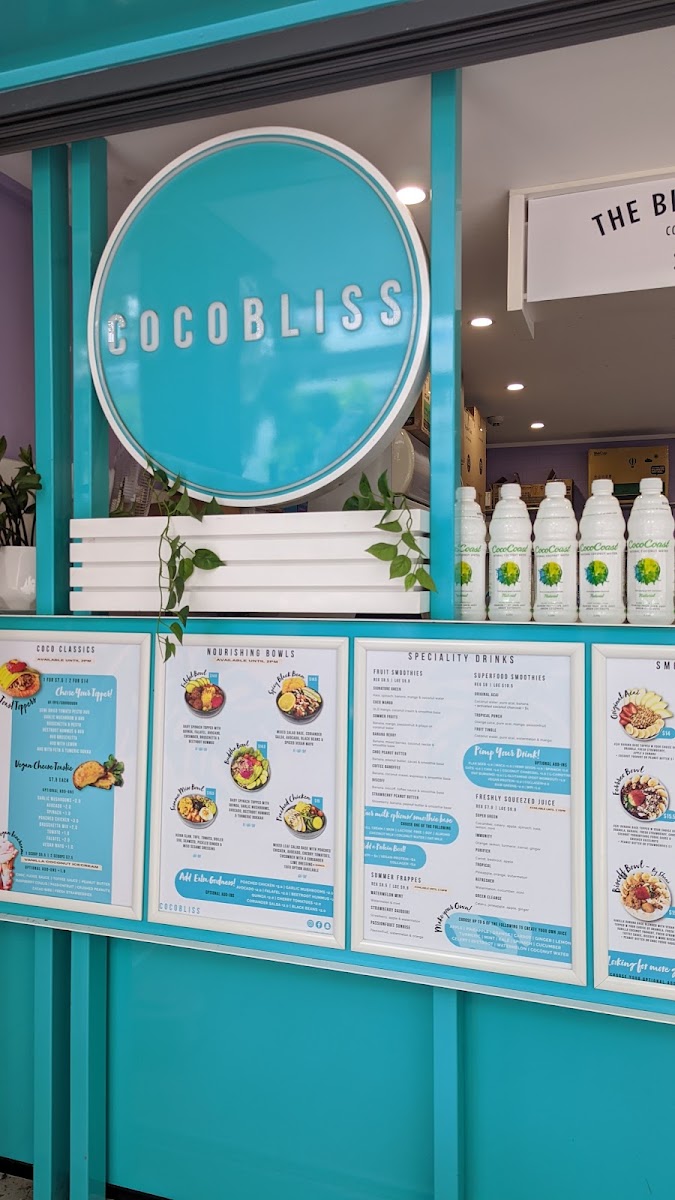 Coco Bliss South Bank menu board