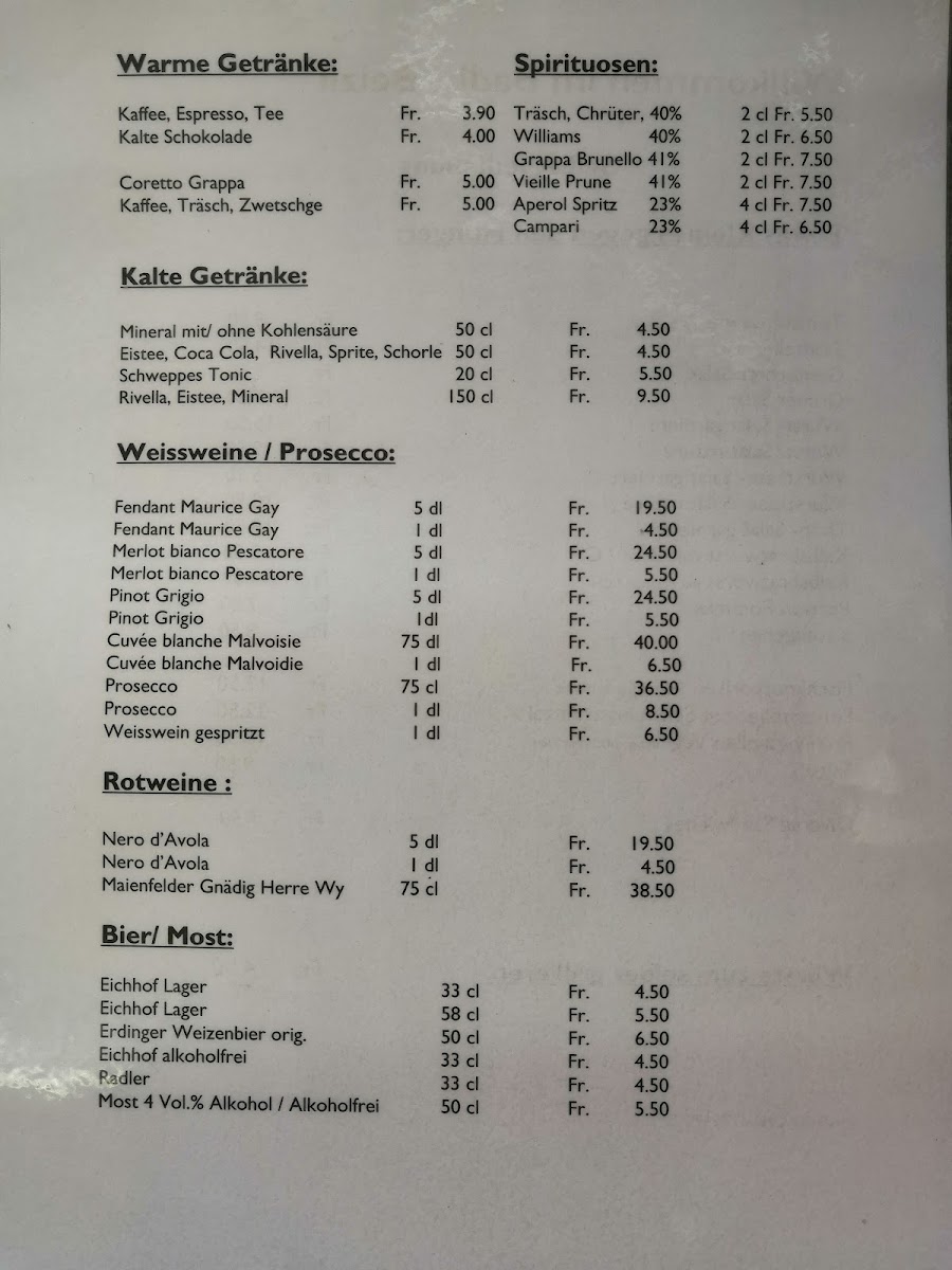Badibeiz Alpnachstad menu board