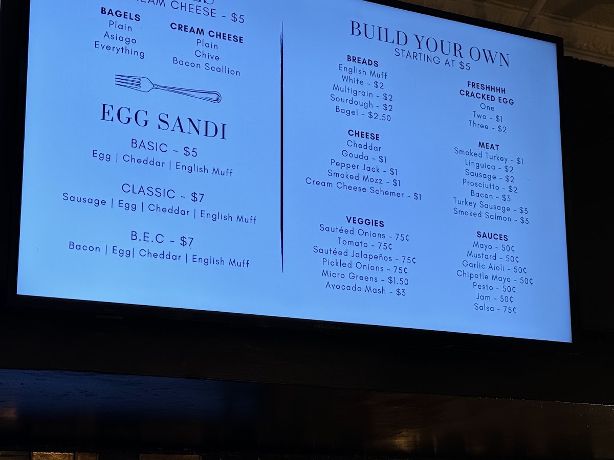 Seed Cafe and Espresso Bar menu board