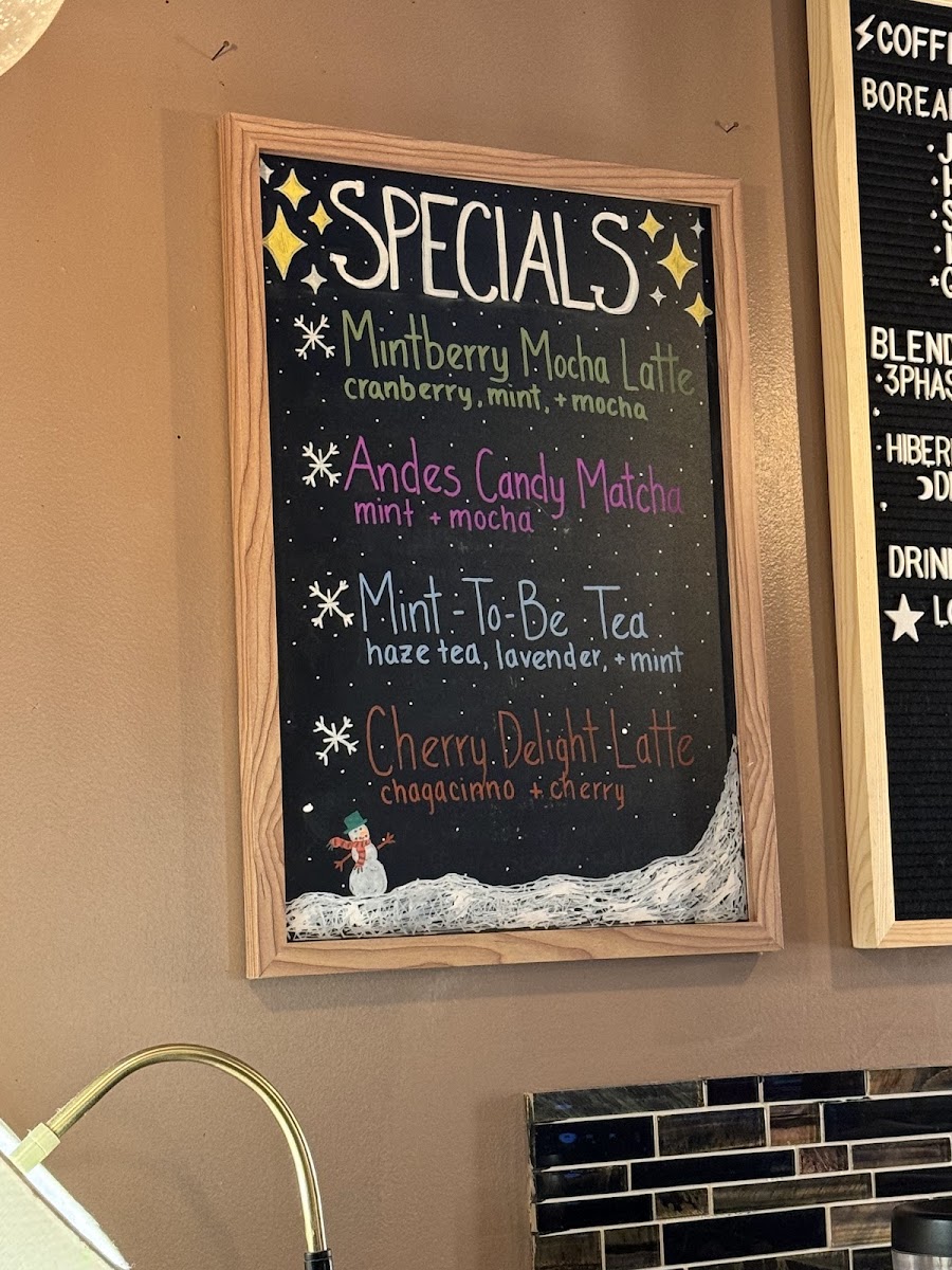 Seed Cafe and Espresso Bar menu board