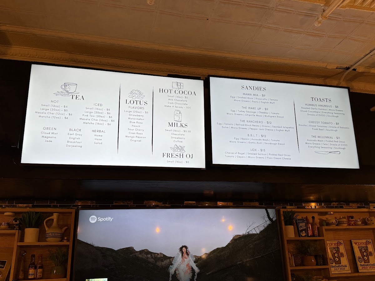 Seed Cafe and Espresso Bar menu board