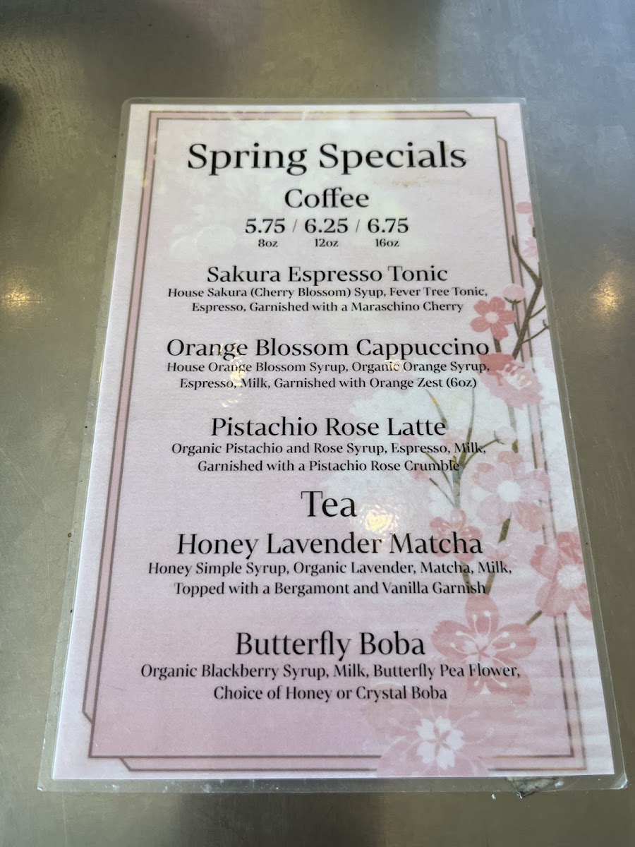 Nativ Cafe menu board