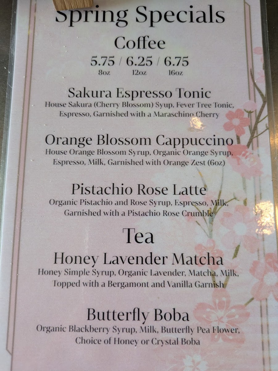 Nativ Cafe menu board