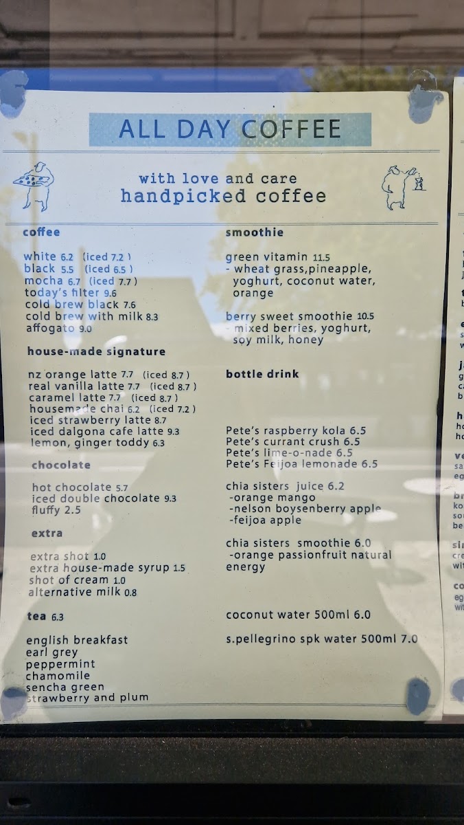 Handpicked coffee roaster menu board