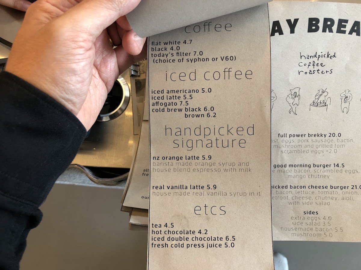 Handpicked coffee roaster menu board