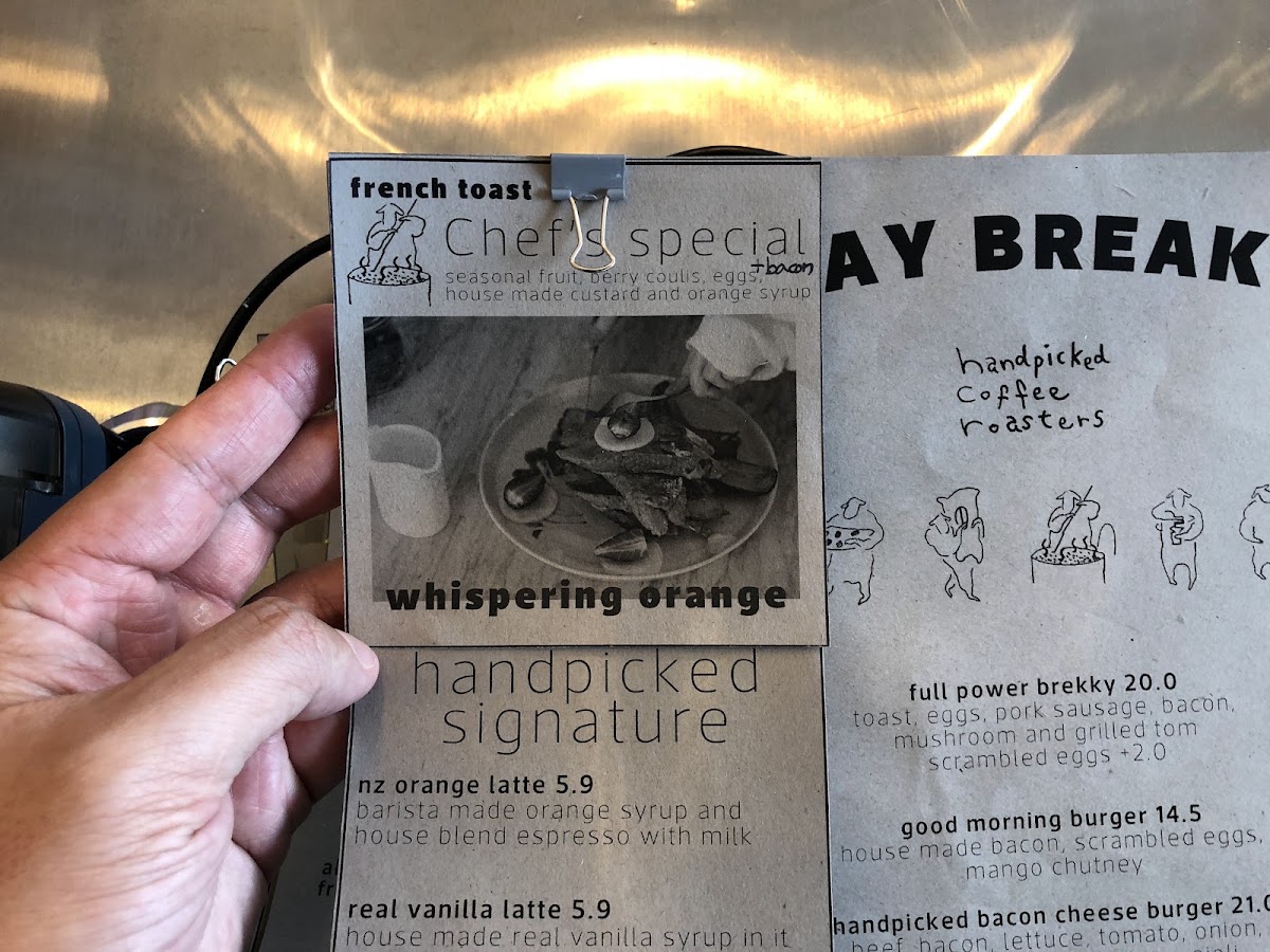 Handpicked coffee roaster menu board