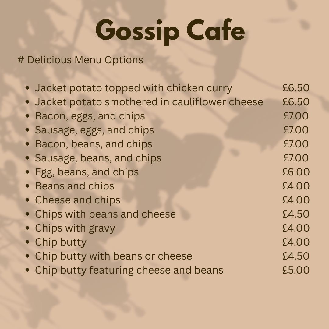 Gossip Cafe menu board