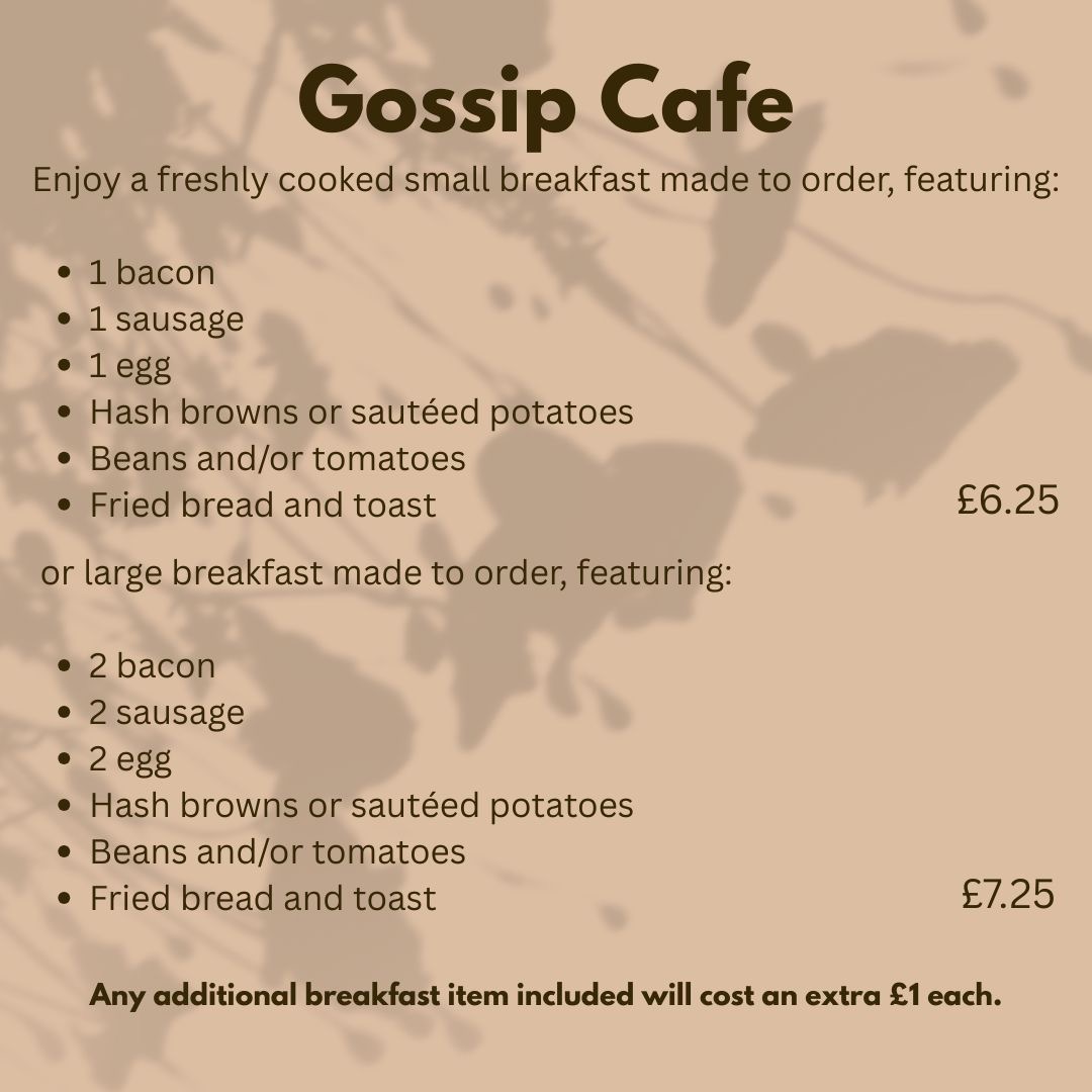 Gossip Cafe menu board