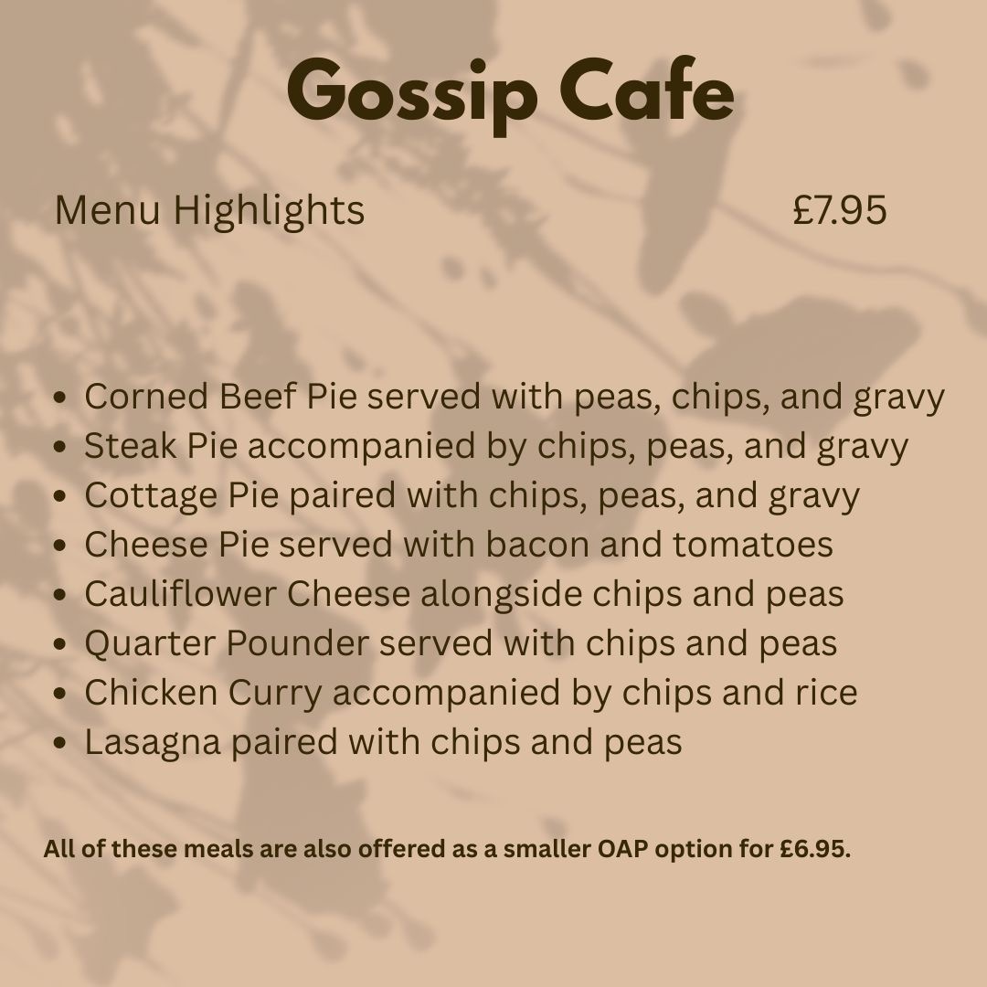 Gossip Cafe menu board