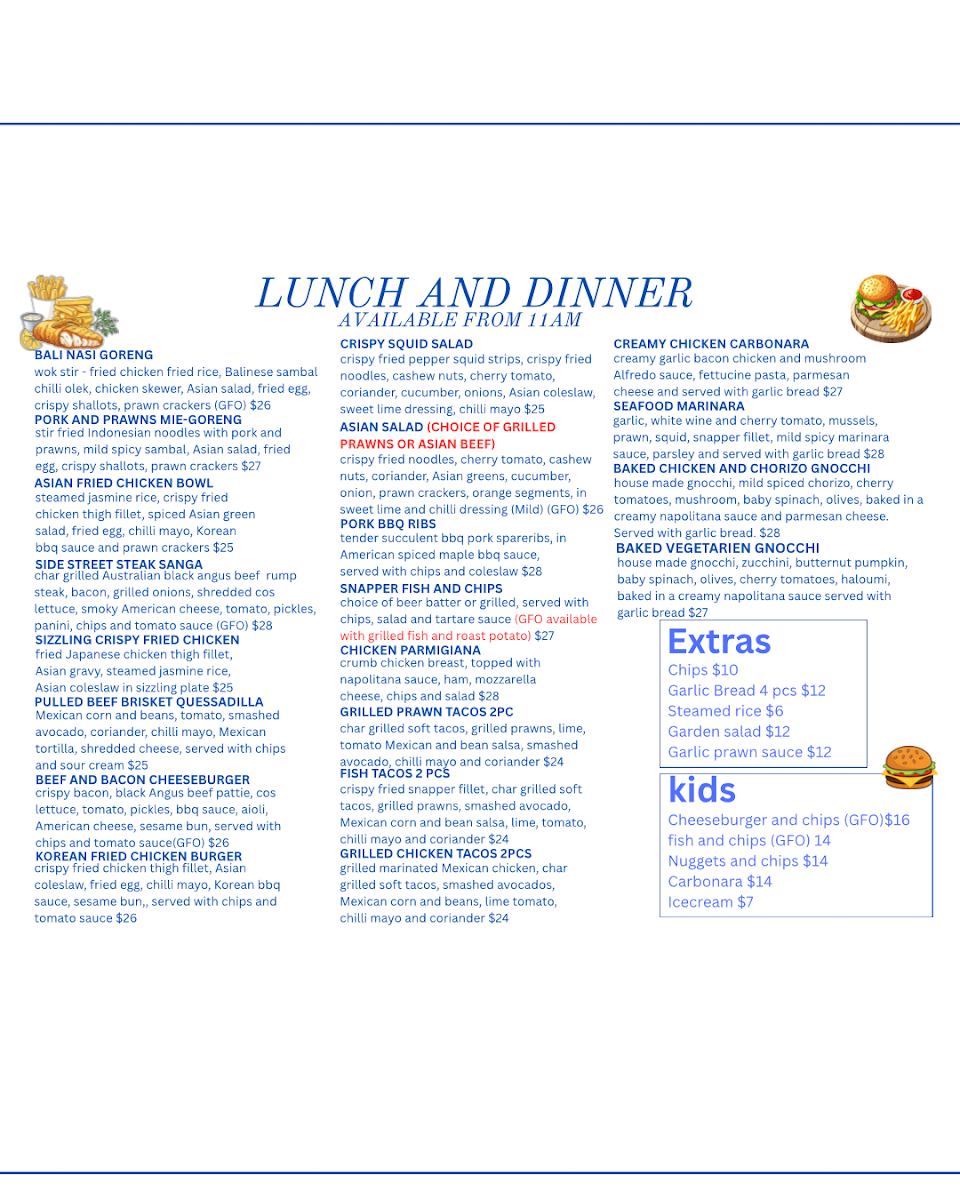 Side Street Cafe menu board