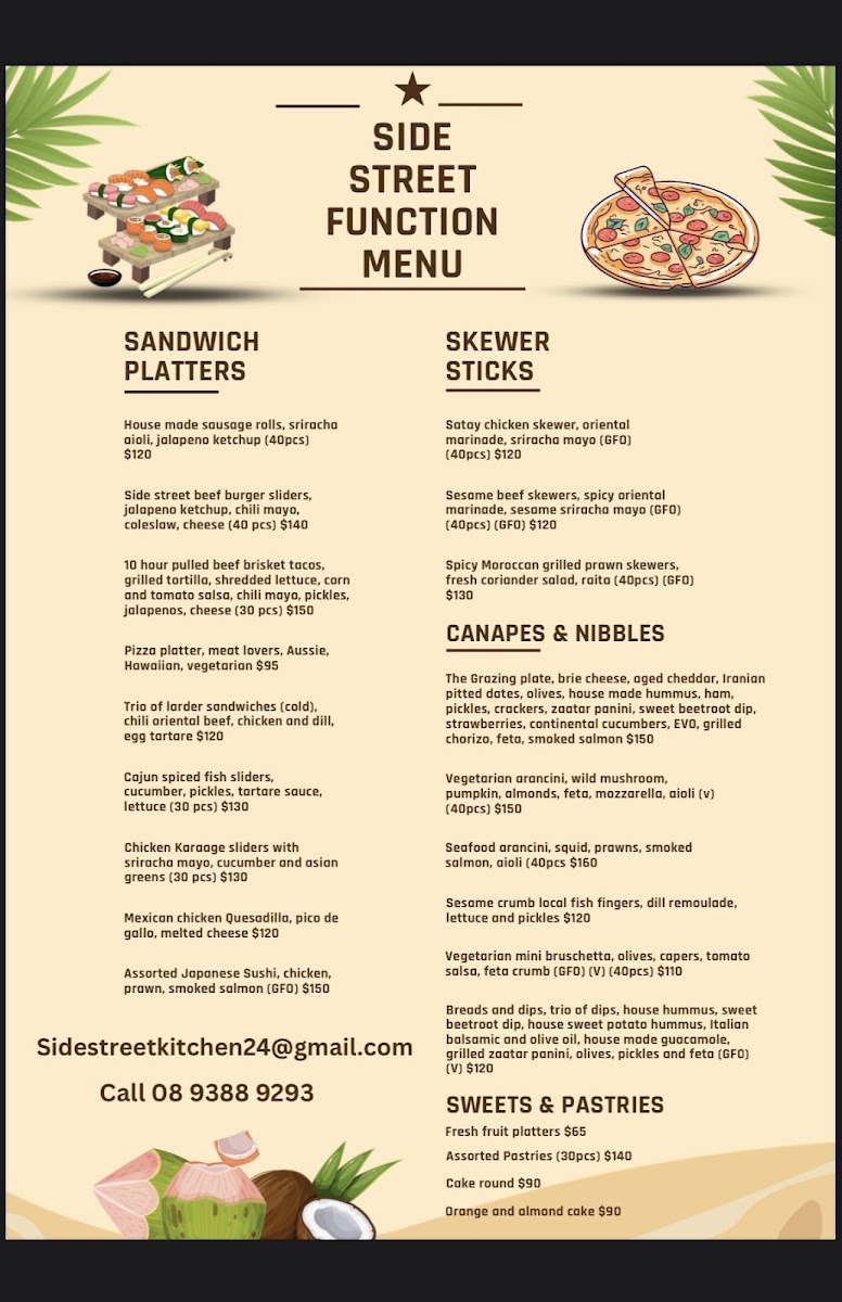 Side Street Cafe menu board