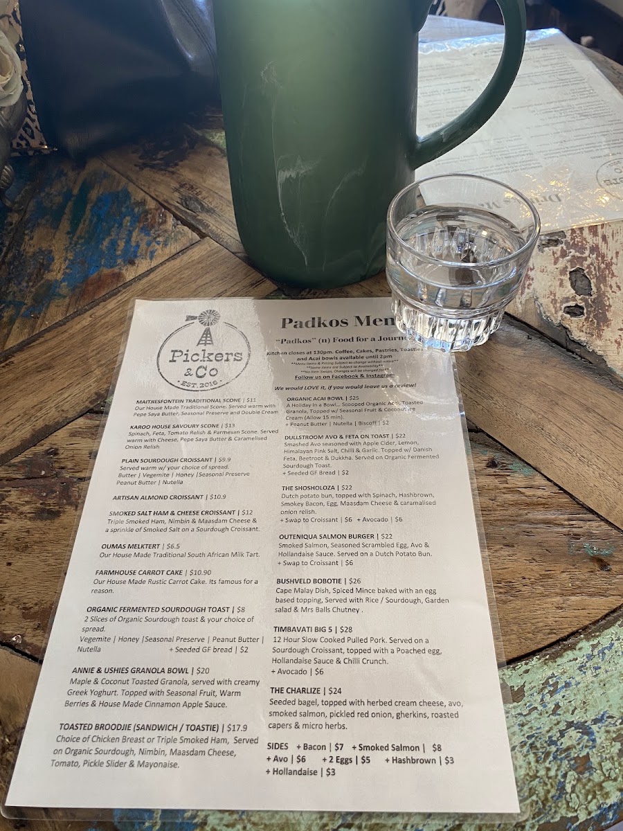 Pickers & Co menu board