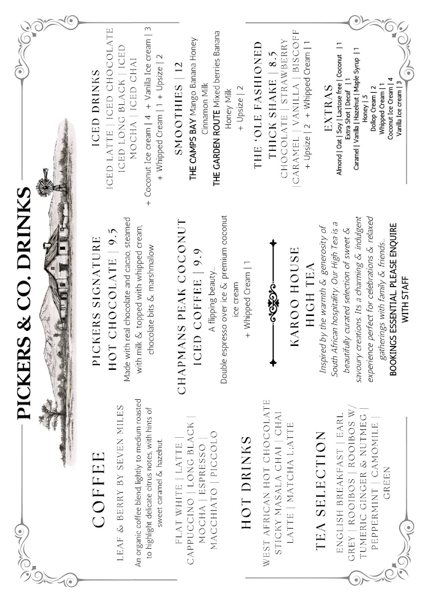 Pickers & Co menu board
