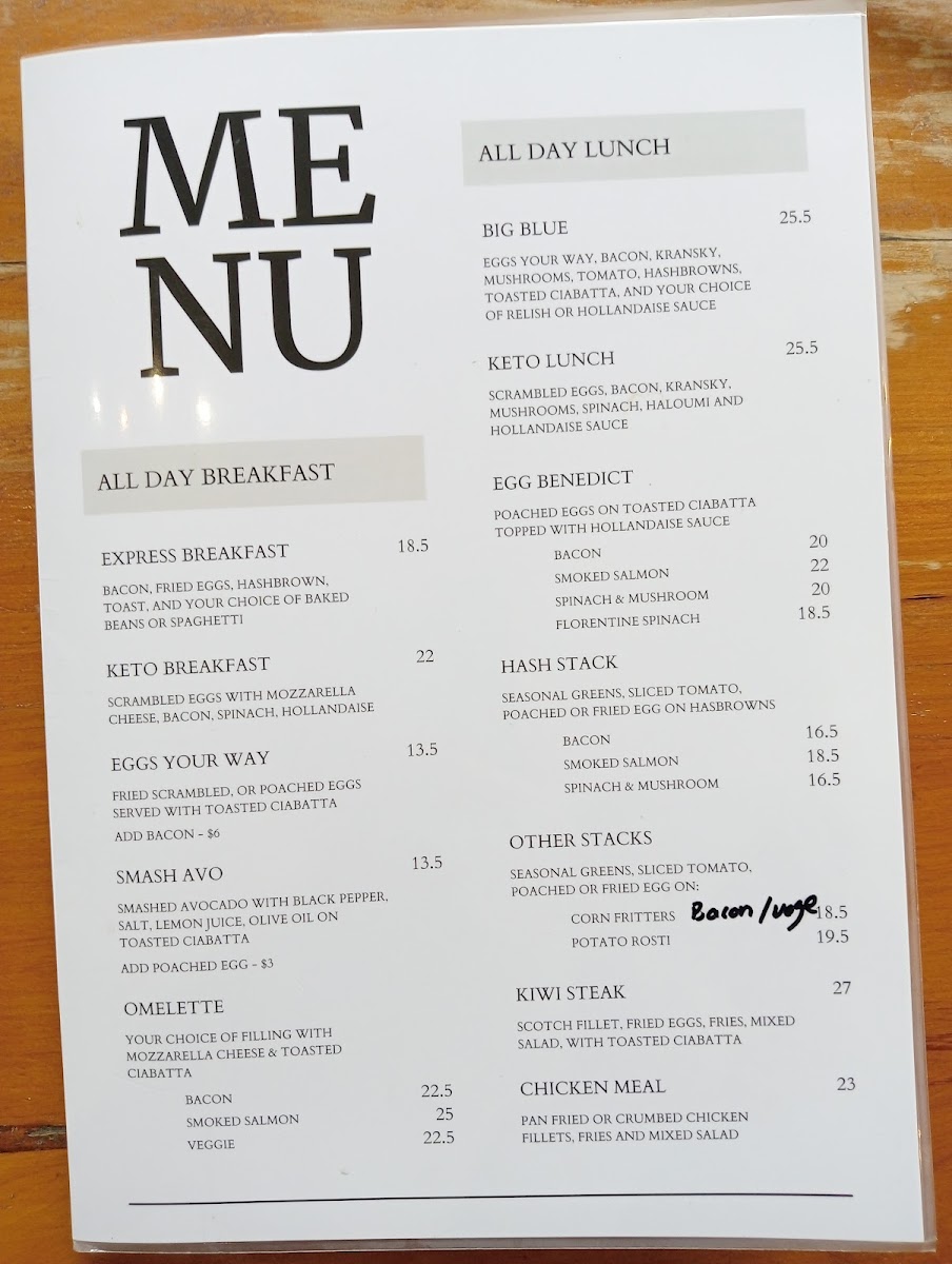 Normablue Cafe & Catering menu board