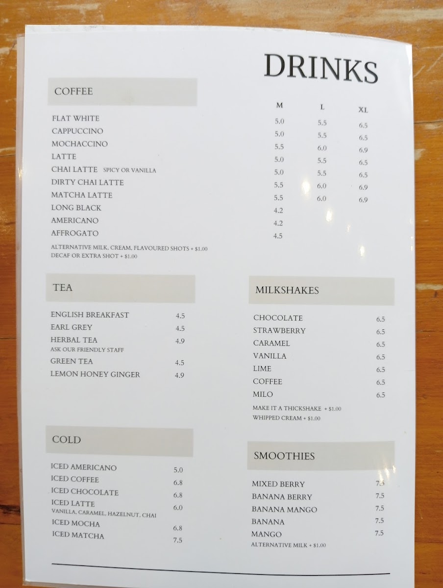 Normablue Cafe & Catering menu board
