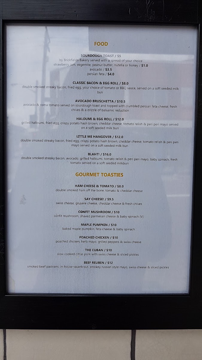 Little Me Rosebery menu board