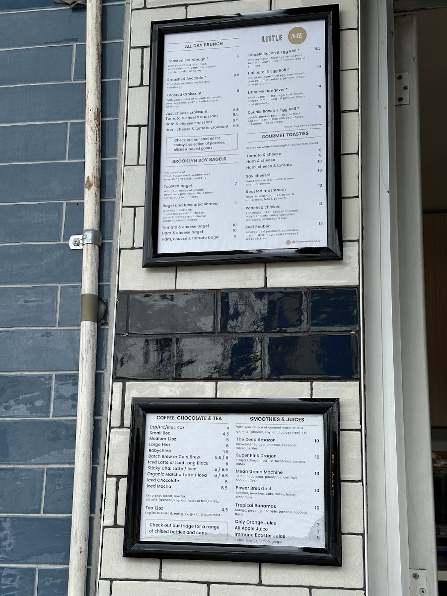 Little Me Rosebery menu board