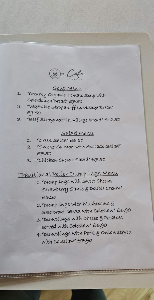 Cafe By Design menu board