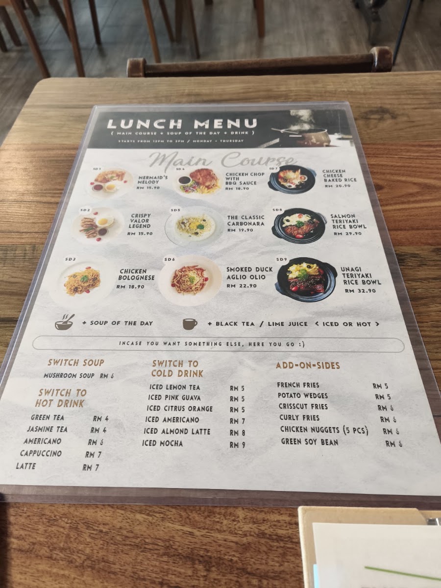 Country Road Cafe menu board