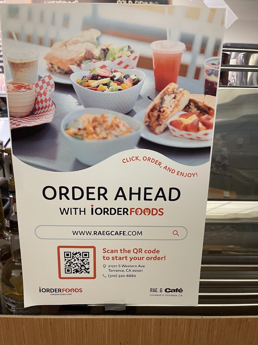Rae G Cafe menu board