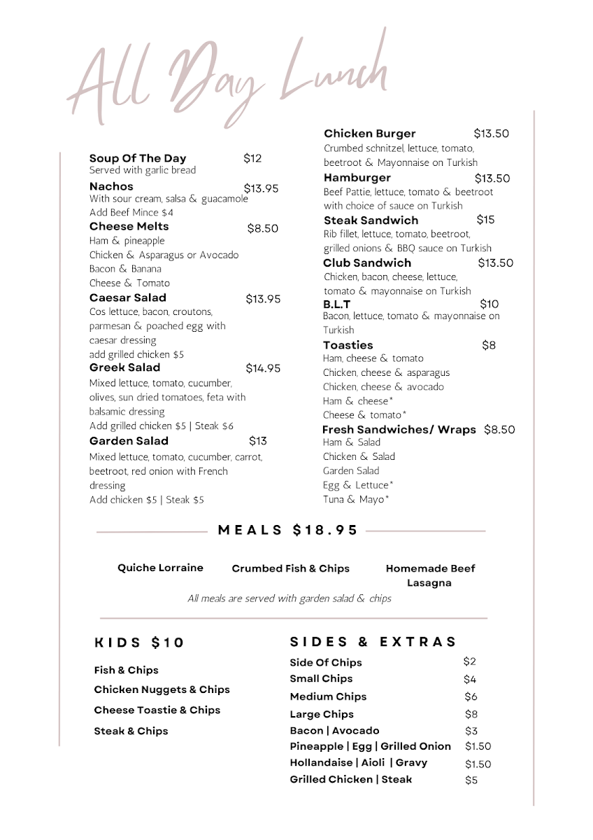 The Waterford Coffee Pot menu board